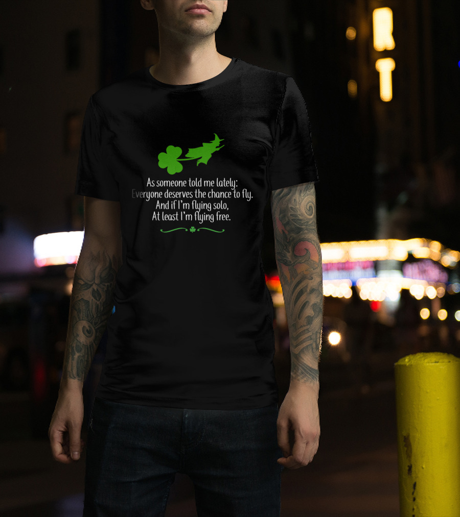 Wicked Patrick's Day Flying Solo Shamrock Witch T-Shirt