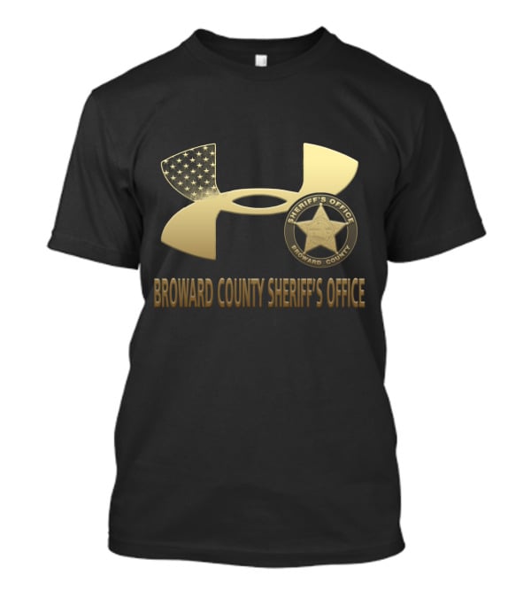 Broward County Sheriff's Office Badge And Flag Emblem On Gold Under Armour T-Shirt