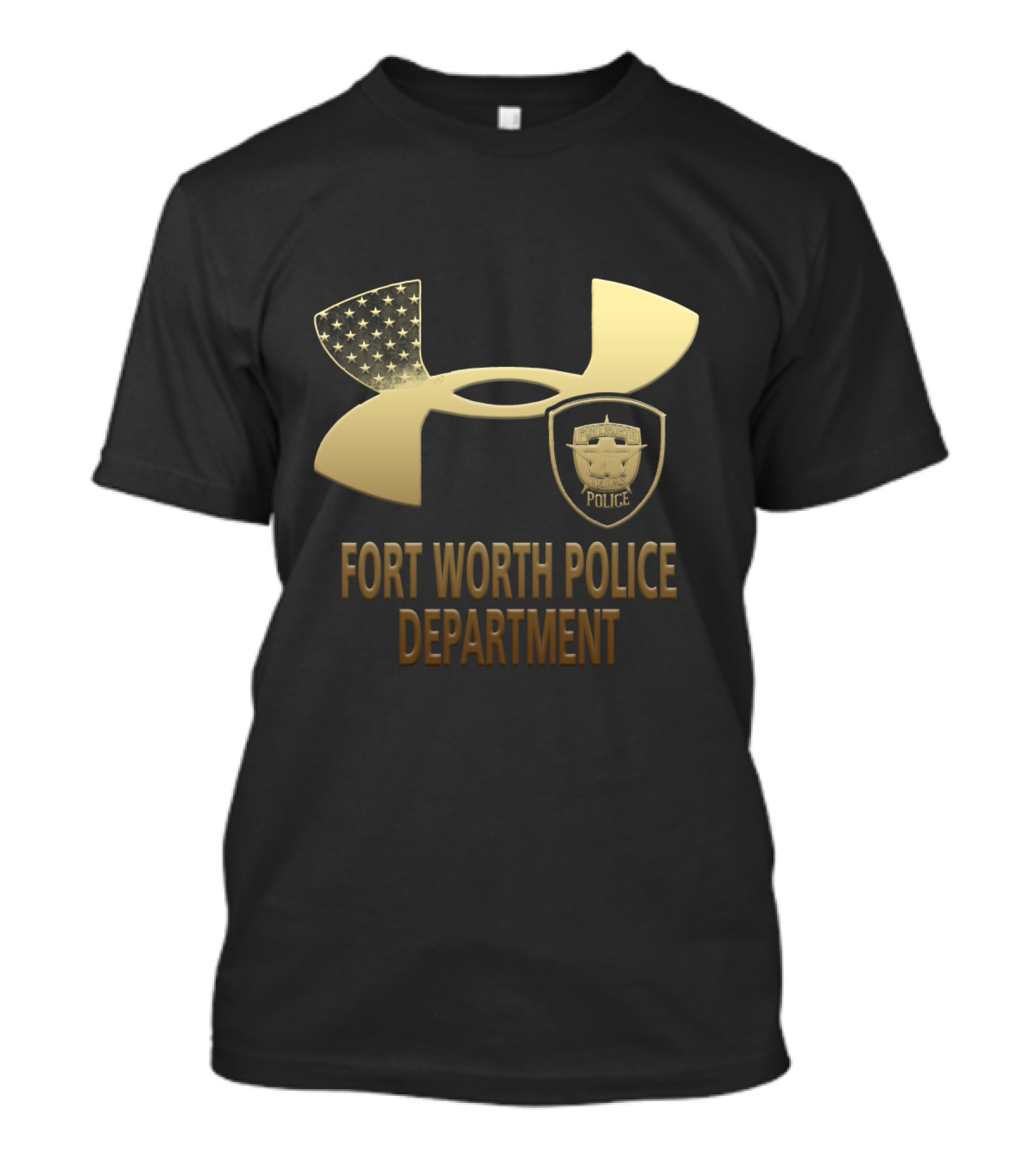 Fort Worth Police Department Under Armour Logo Badge Gold Edition T-Shirt