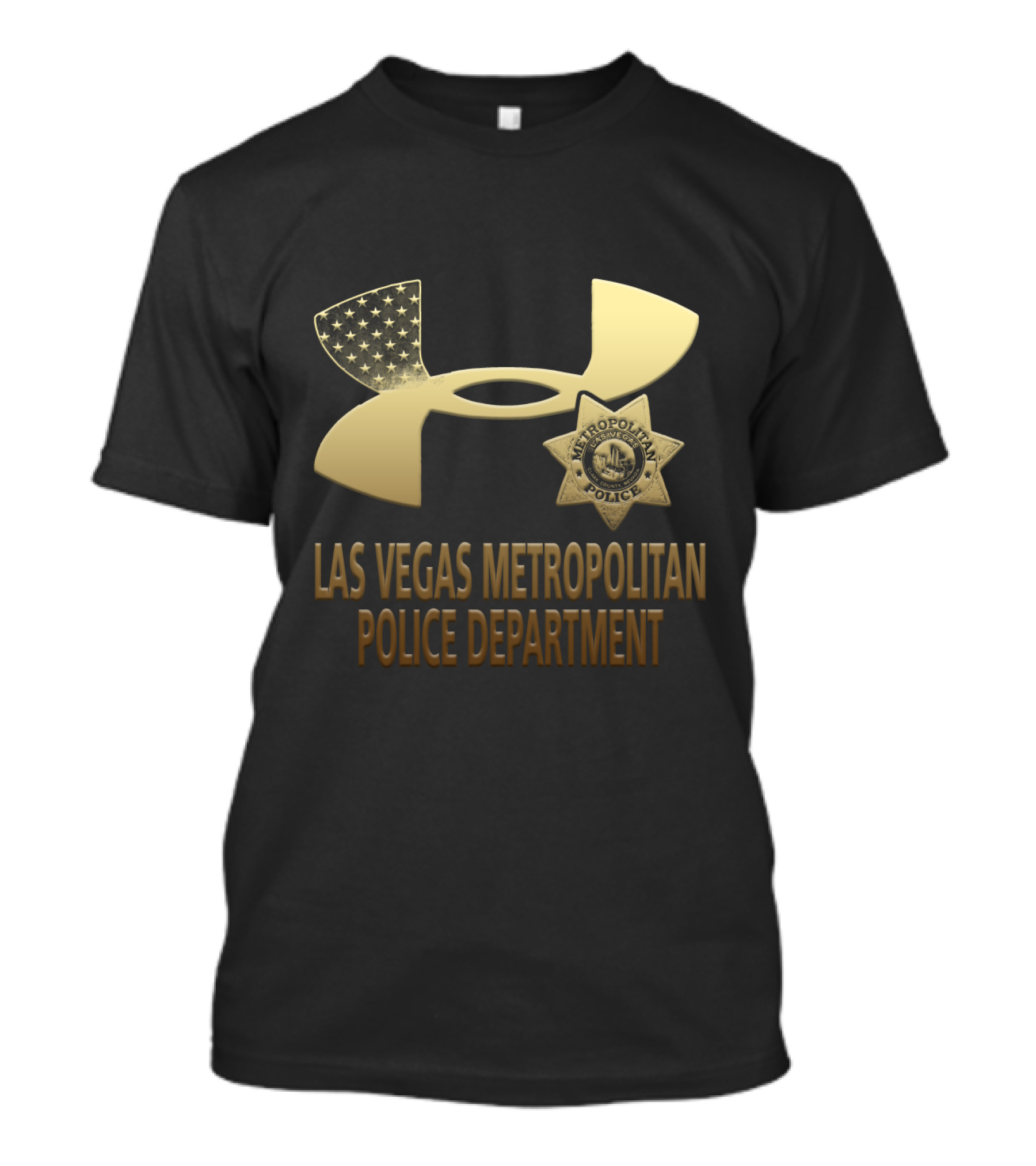 Las Vegas Metropolitan Police Department Under Armour Badge American Flag T-Shirt