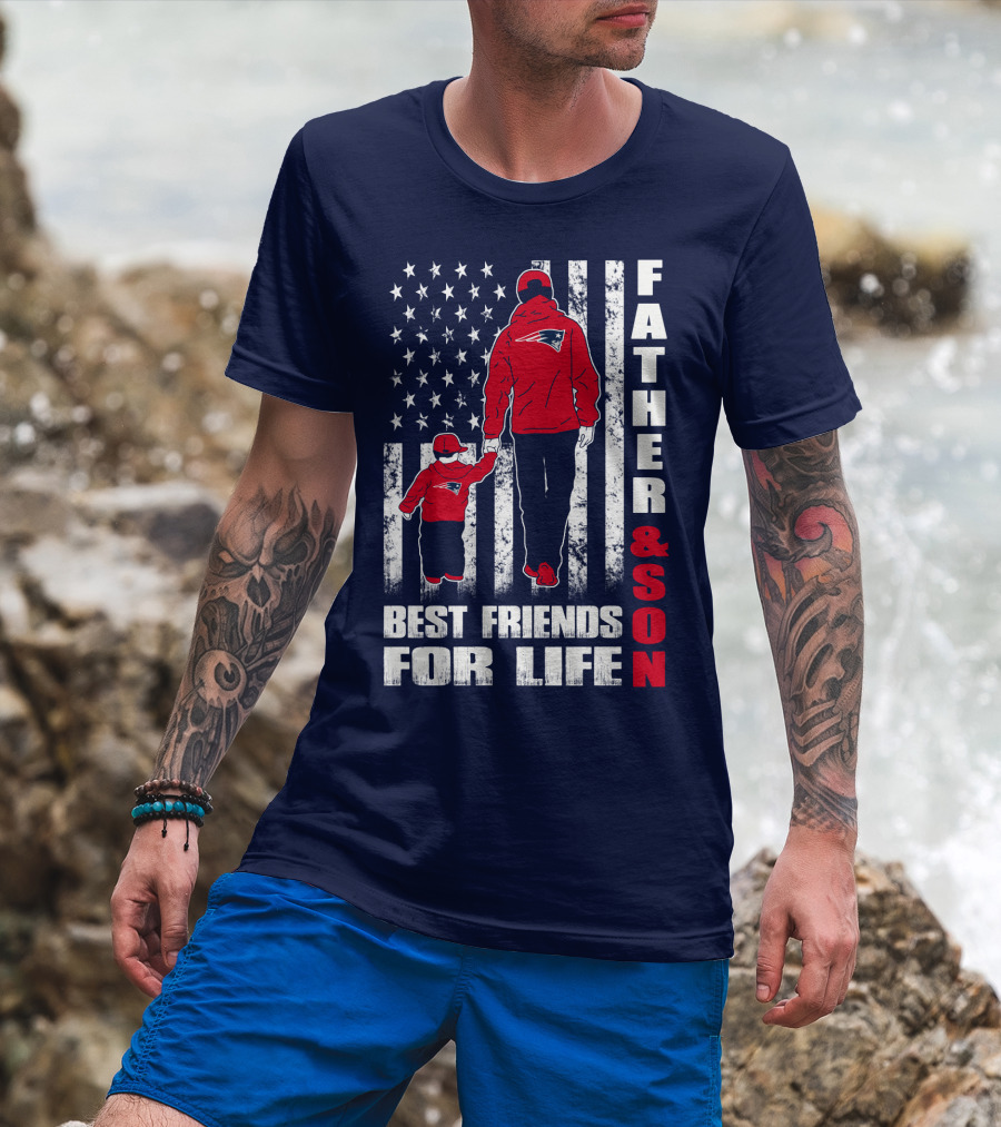 Father And Son Best Friends For Life Patriots American Flag T-Shirt