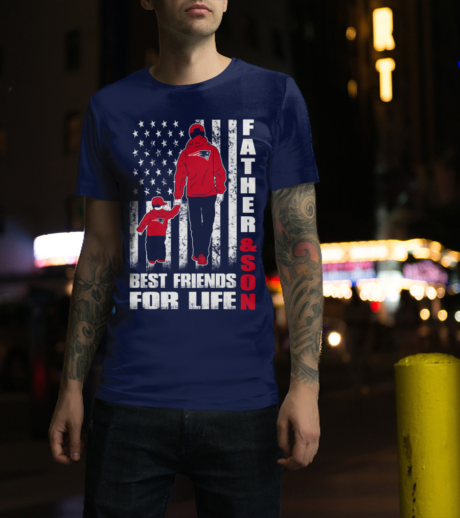 Father And Son Best Friends For Life Patriots American Flag T-Shirt
