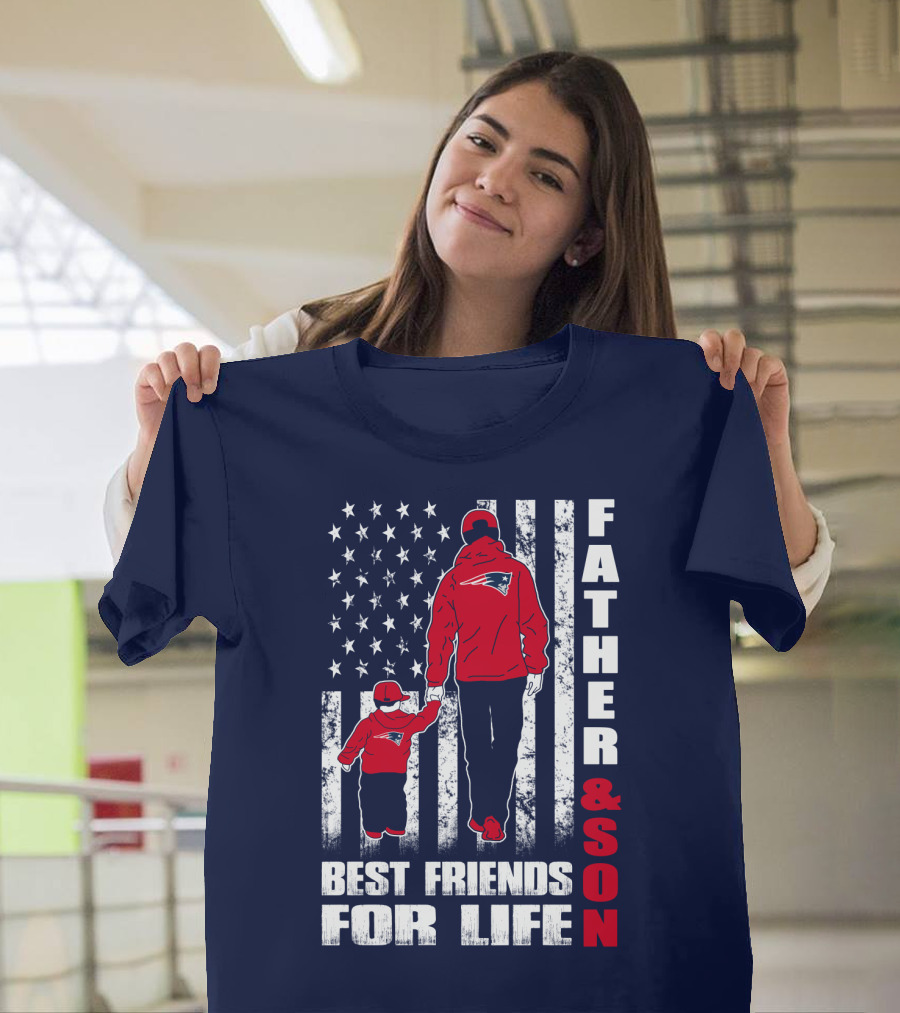 Father and Son Best Friends for Life Patriots American Flag T-Shirt