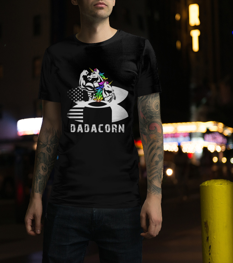 Dadacorn Unicorn Dad Flag Bald Eagle T-Shirt