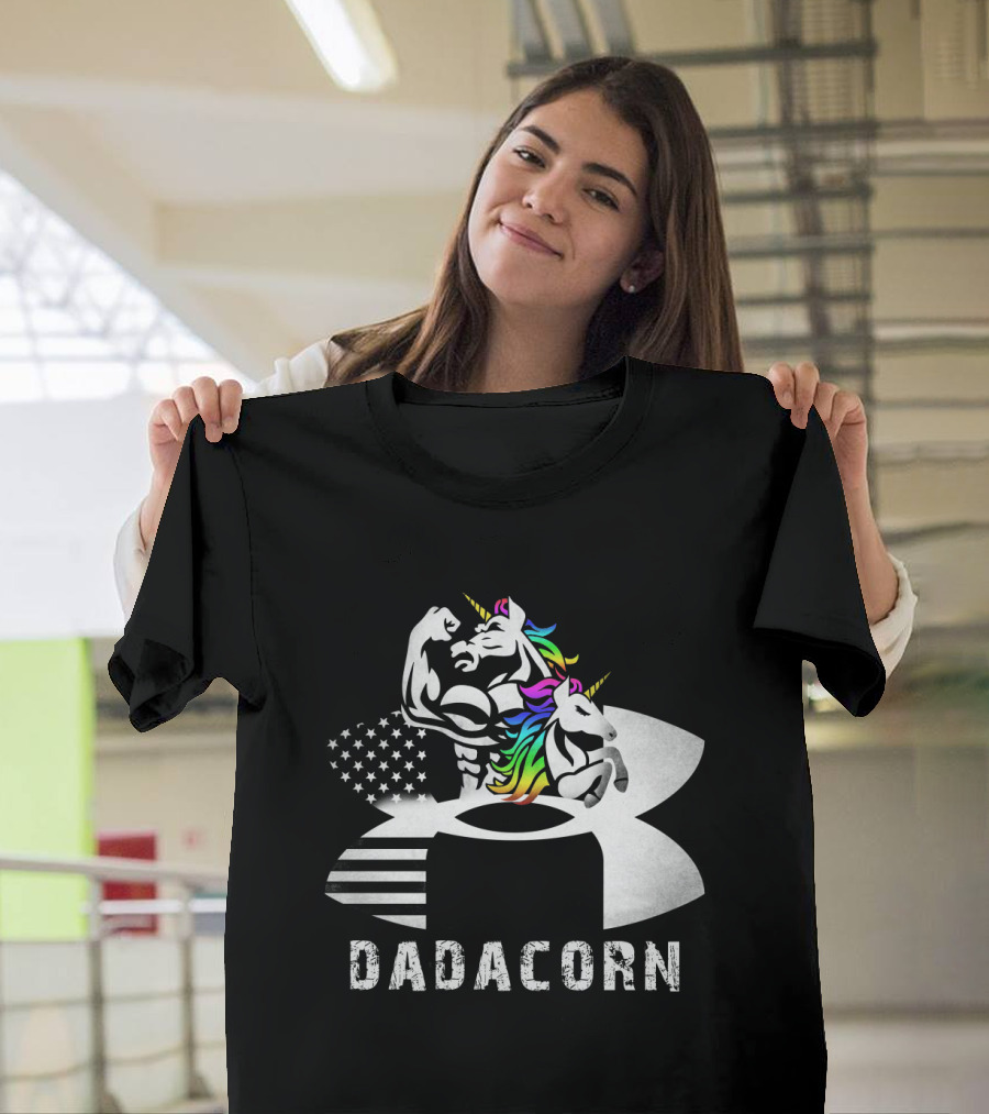Dadacorn Unicorn Dad Flag Bald Eagle T-Shirt