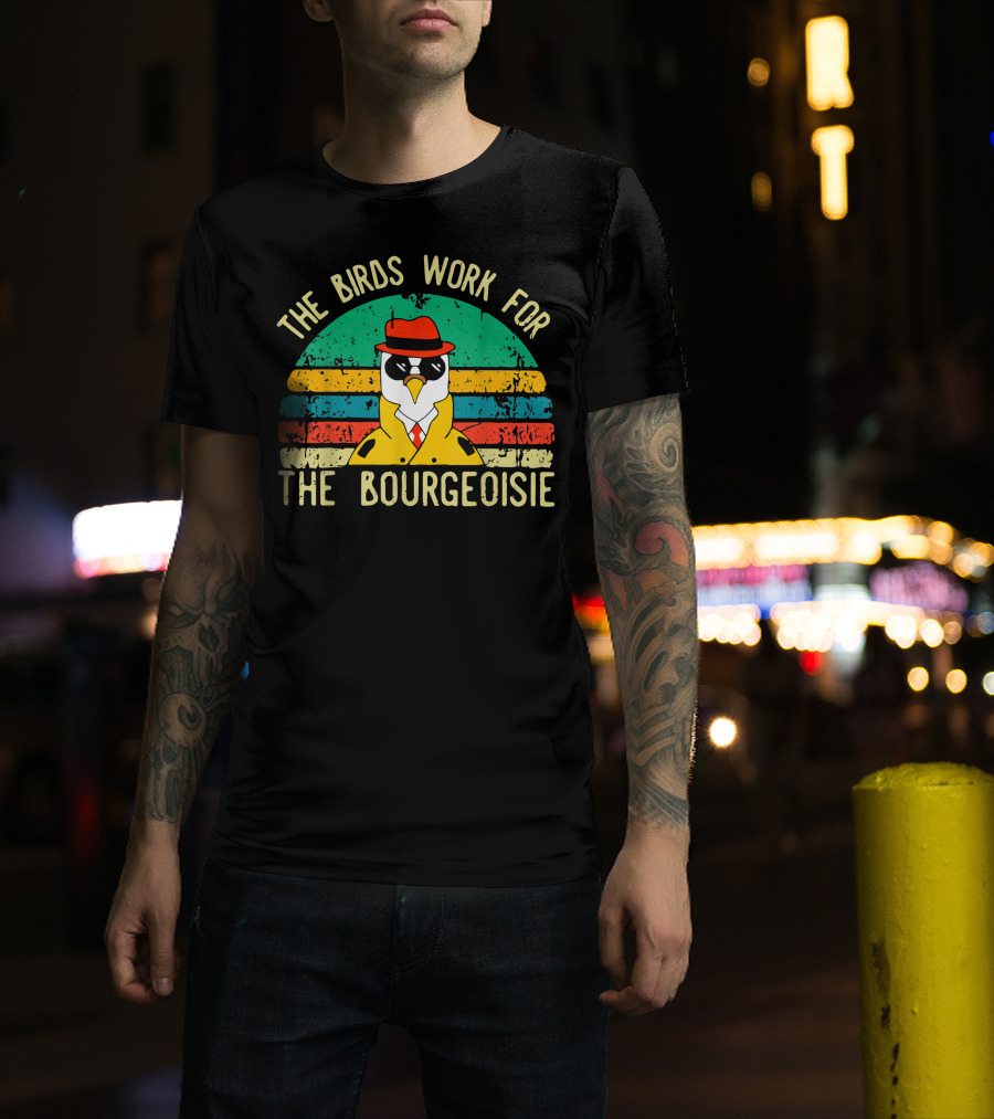 The Birds Work For The Bourgeoisie Retro Style Penguin In Hat And Sunglasses T-Shirt