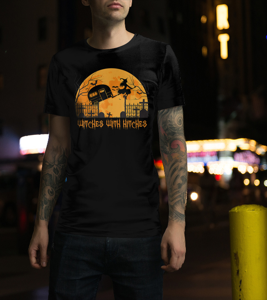 Halloween Spooky Witches With Hitches Camping Scene T-Shirt