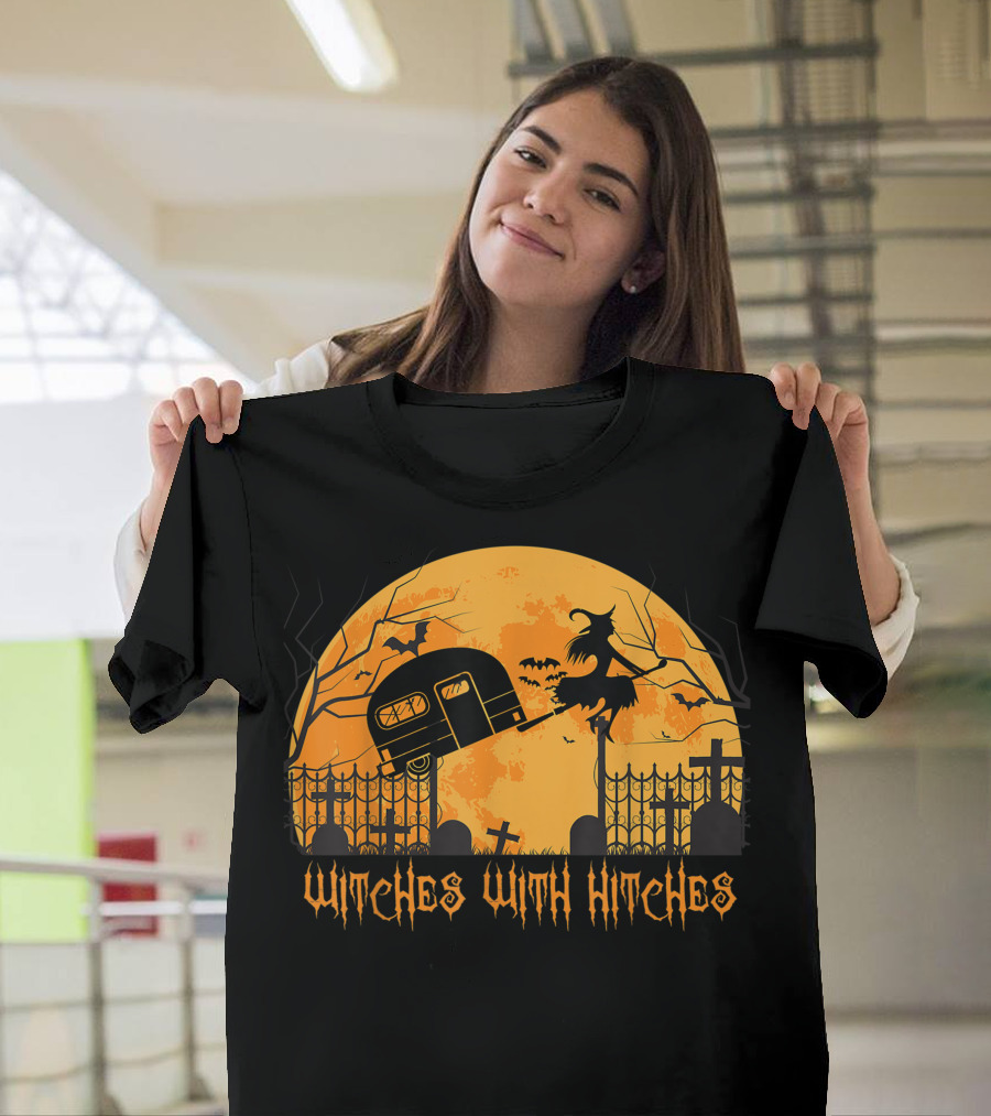 Halloween Spooky Witches With Hitches Camping Scene T-Shirt