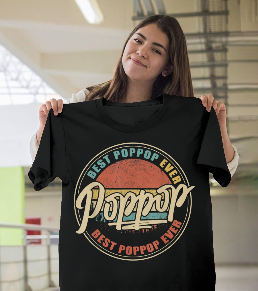 Best Poppop Ever Vintage Sunset Retro Grandpa Papa T-Shirt