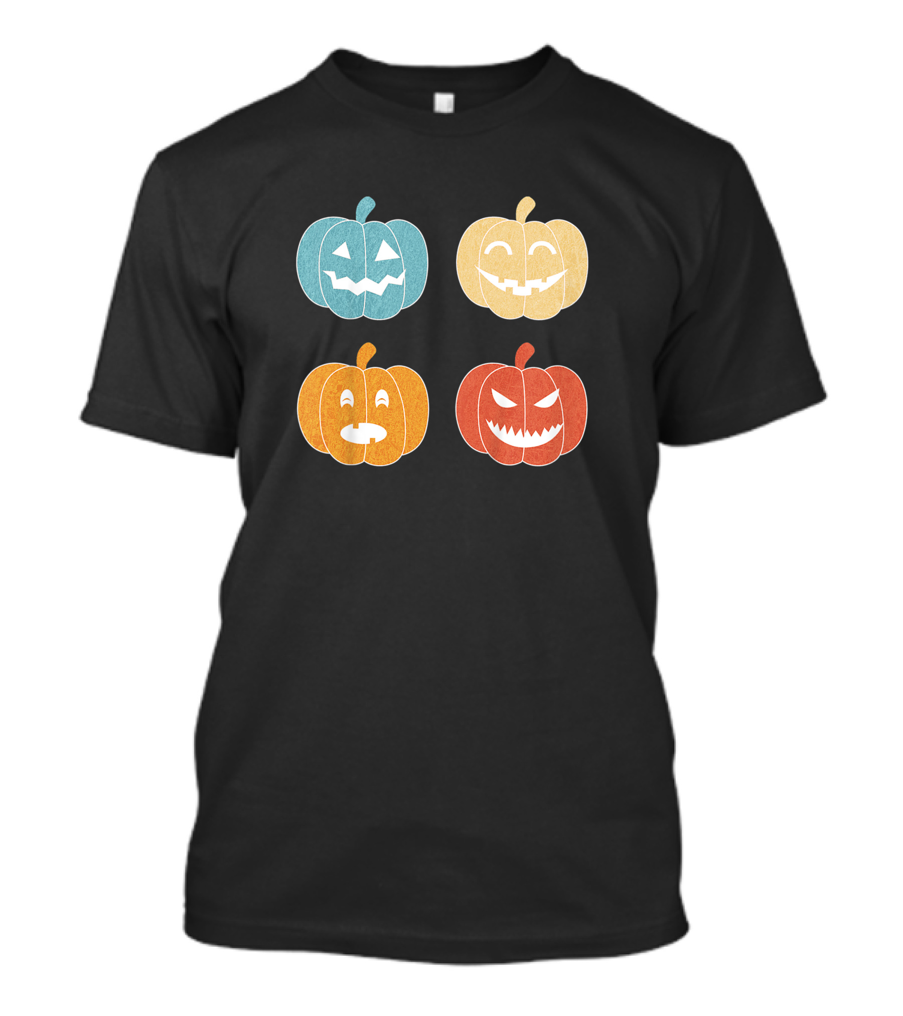 Vintage Halloween Colorful Pumpkin Faces T-Shirt