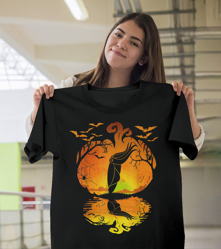 Halloween Cuttlefish Pumpkin with Bats and Spiderwebs T-Shirt