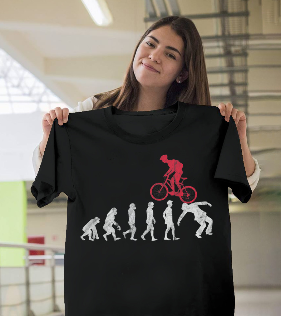 Mountain Bike Evolution Crash Funny MTB Bicycle Biker Rider T-Shirt