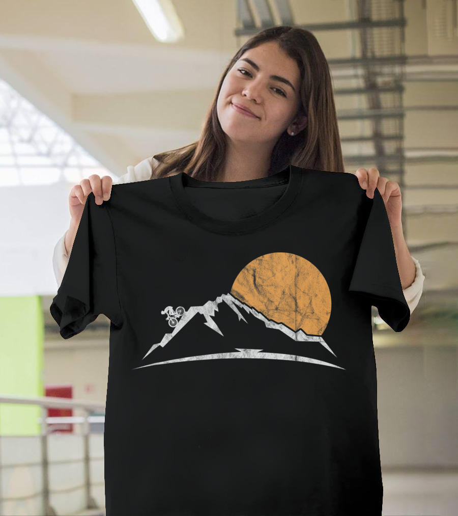 Mountain Bike MTB Downhill Biking Cycling with Sun and Mountain T-Shirt