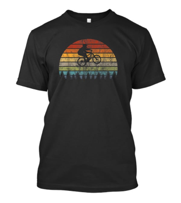 Mountain Bike Bicycle Rider Retro Sunset Cycling Forest T-Shirt