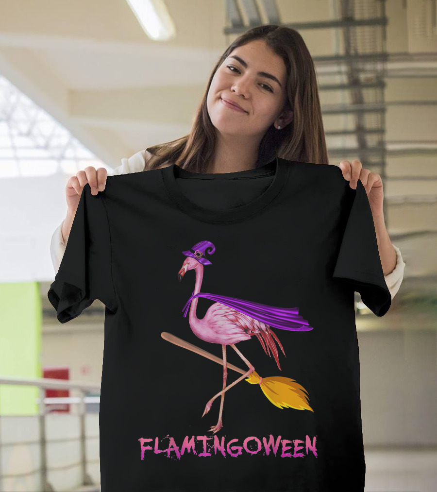 Flamingoween Funny Flamingo Witch Halloween Costume Best T-Shirt