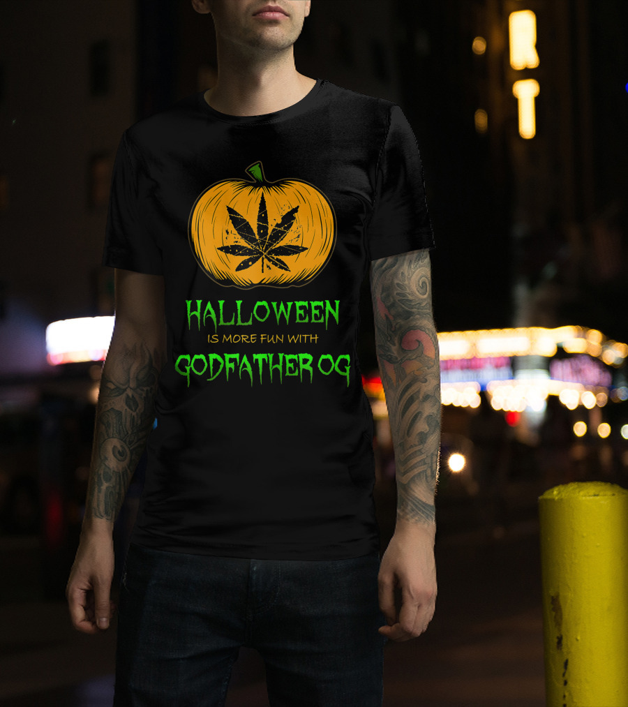 Halloween Is More Fun With Godfather OG Weed Pumpkin T-Shirt