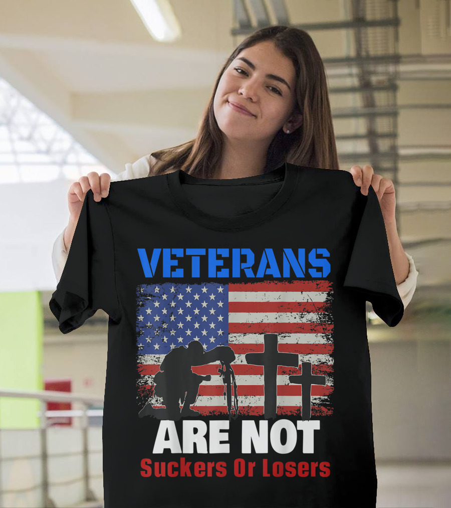 Veterans Are Not Suckers Or Losers Trump Vote Out American Flag Military T-Shirt