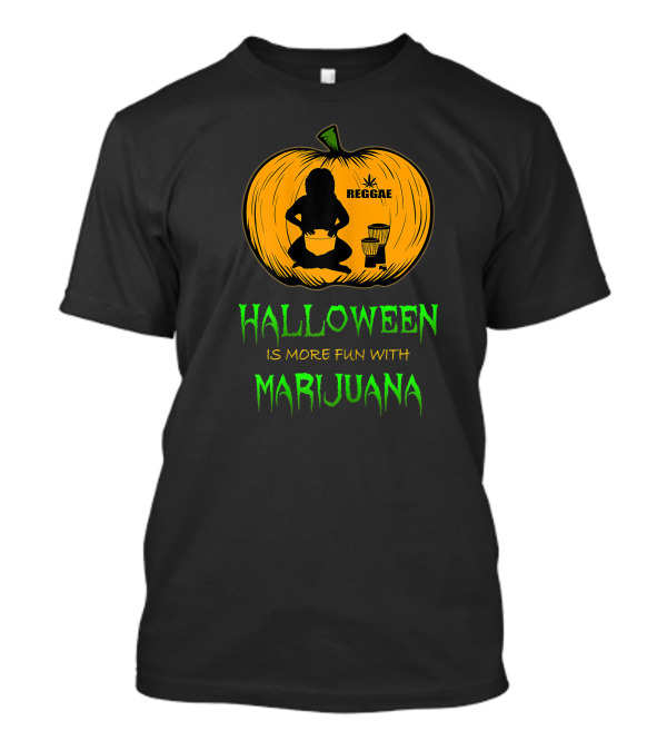 Halloween Is More Fun With Marijuana Reggae Pumpkin T-Shirt