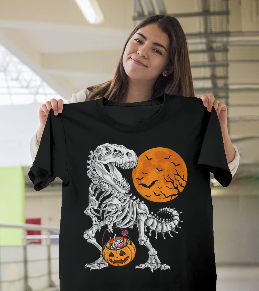 Dinosaur Skeleton Rex Scary Halloween T-Shirt