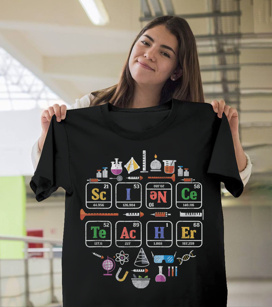 Science Teacher Periodic Table Chemistry Elements Icons T-Shirt