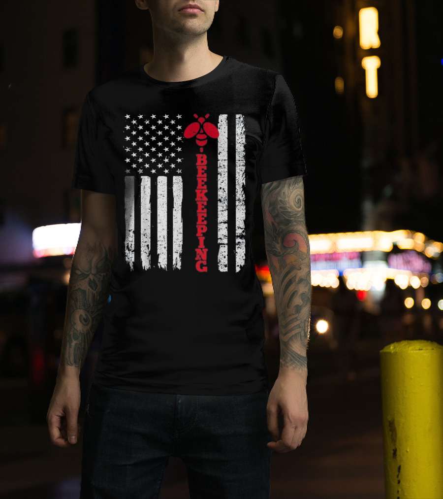 American Flag Beekeeping USA Bee T-Shirt