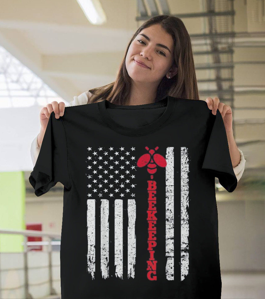 American Flag Beekeeping USA Bee T-Shirt