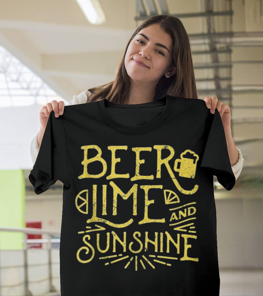 Beer Lime And Sunshine Funny Mexican Cinco Concept T-Shirt