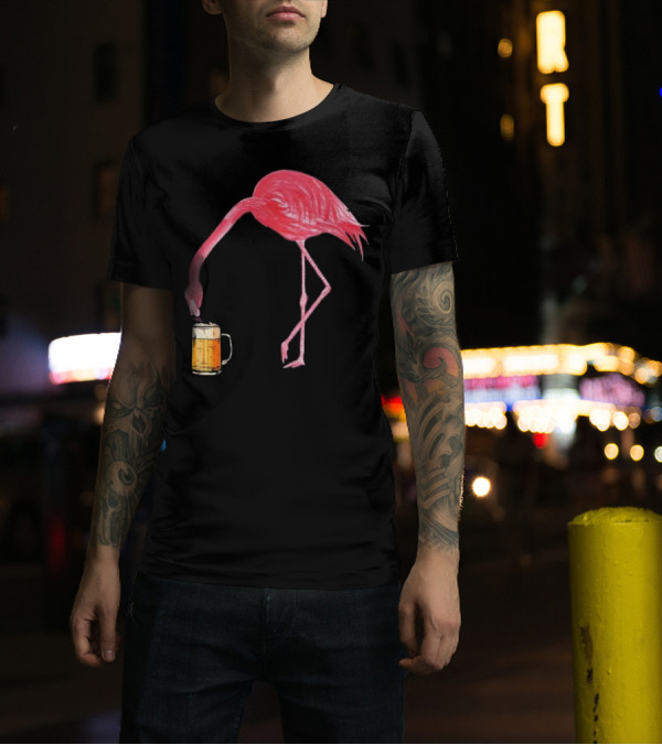 Flamingo Sipping Beer Lovers Mug T-Shirt