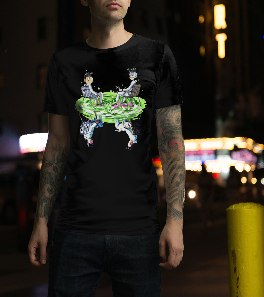 Rick And Morty Sitting On Swamp Reflection T-Shirt