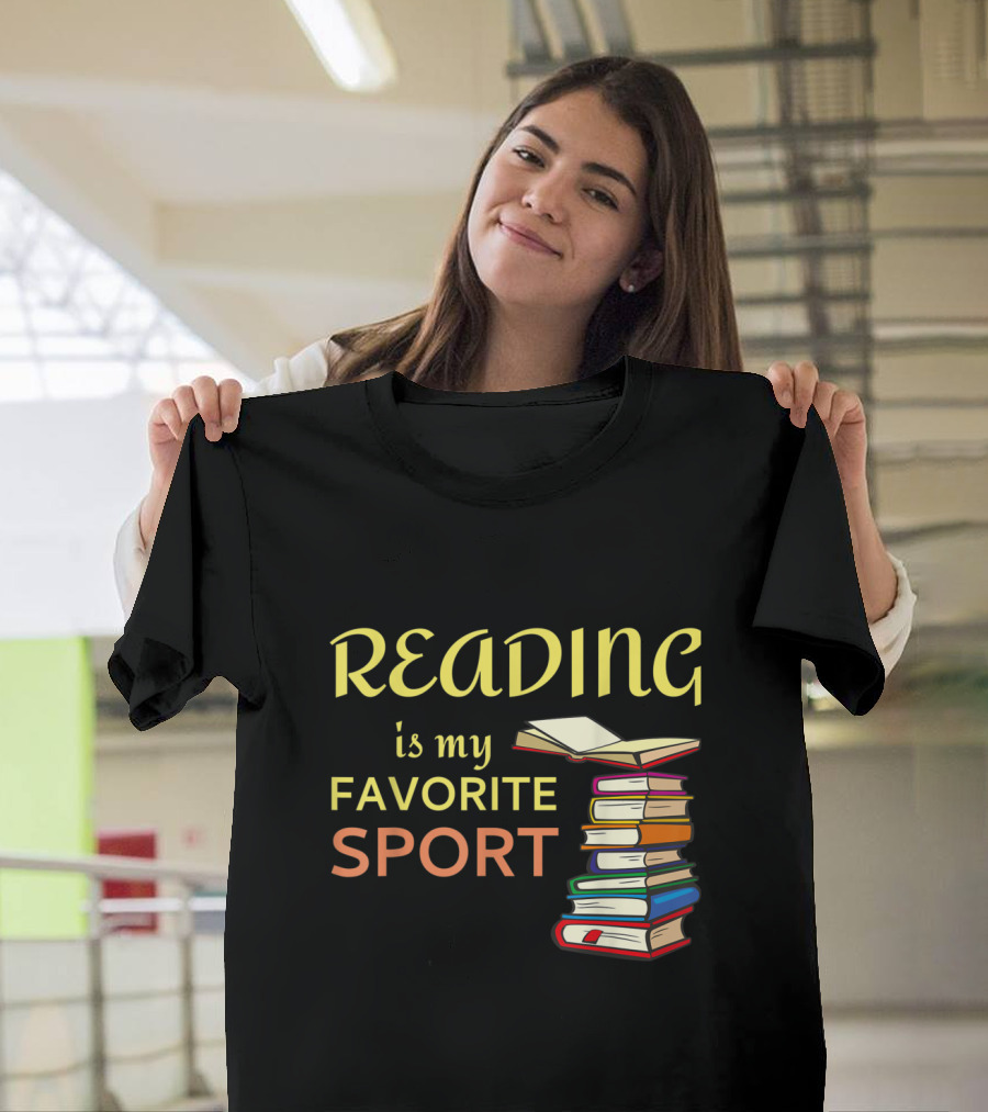 Reading Is My Favorite Sport Humor with Stack of Books T-Shirt