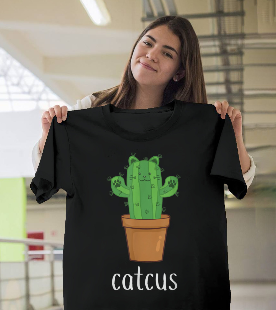 Catcus Funny Cat Pun Cute Cactus Kitty in Pot T-Shirt
