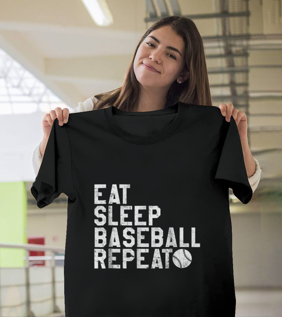 Eat Sleep Baseball Repeat with Baseball T-Shirt