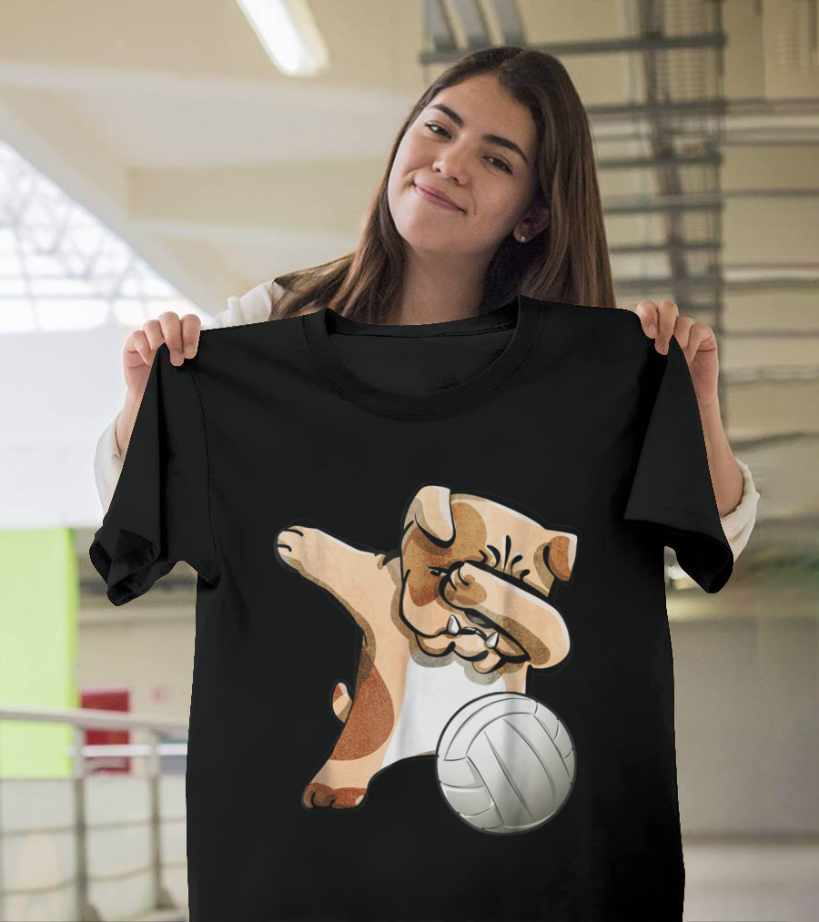 Funny Dabbing Bulldog with Volleyball Sport T-Shirt