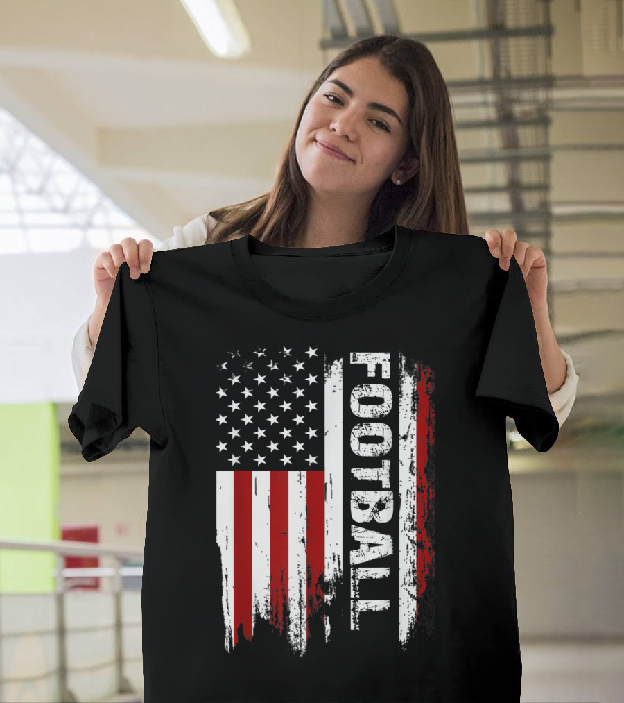 4th July Patriotic American Flag Football T-Shirt