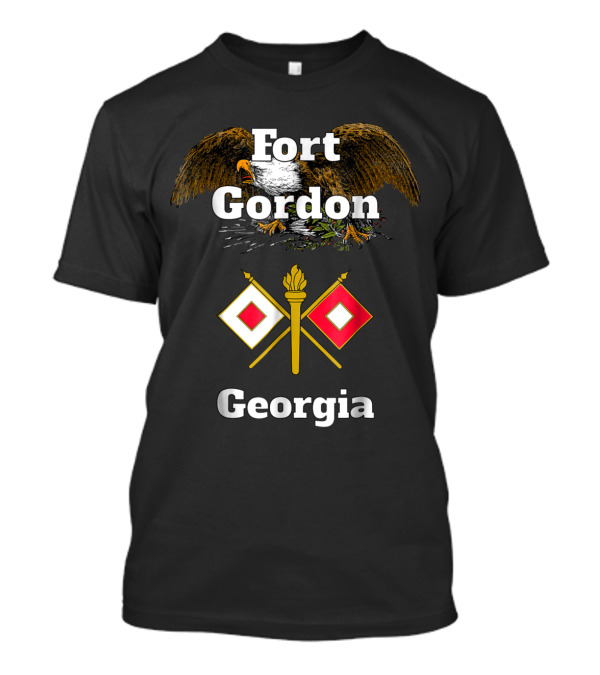 Fort Gordon Signal Branch Military Georgia With Eagle And Signal Flags T-Shirt