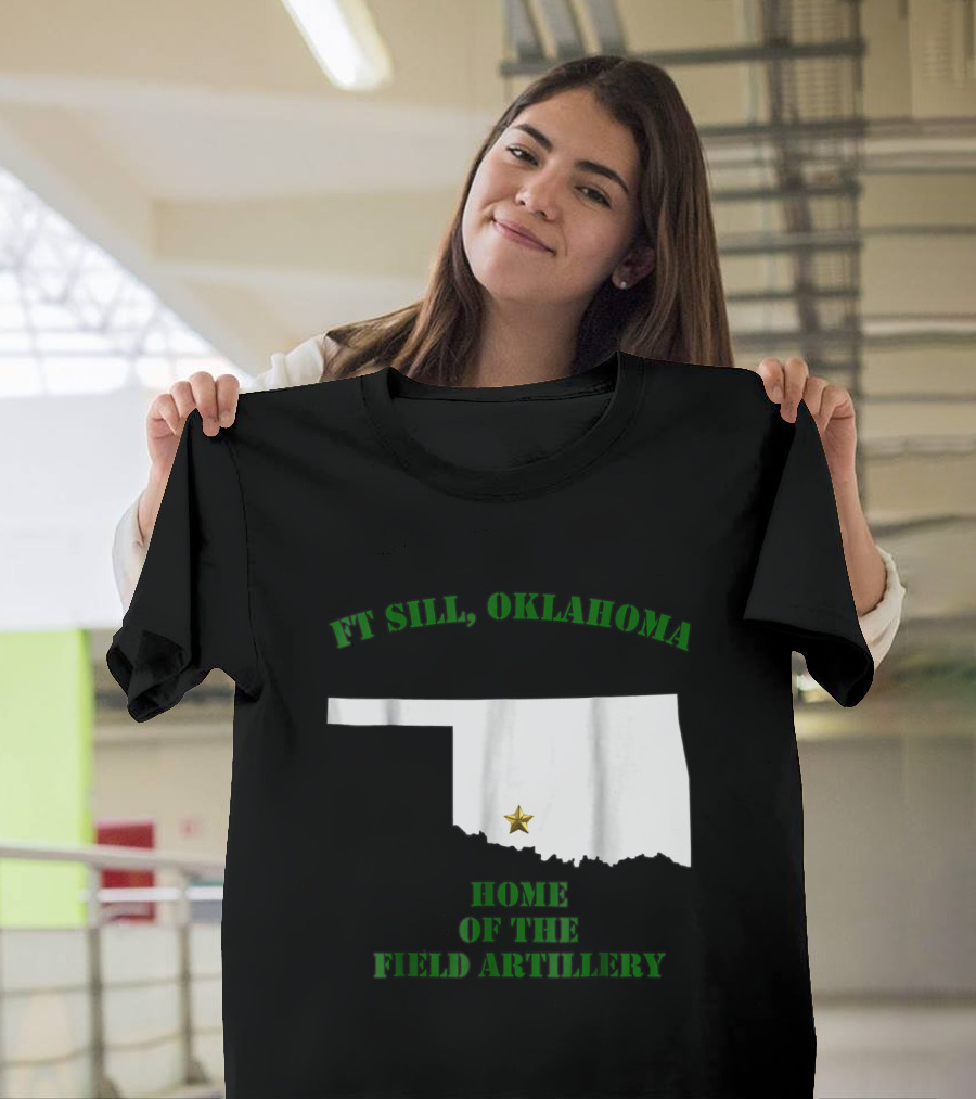 Ft Sill Oklahoma Home of the Field Artillery State Outline Star T-Shirt