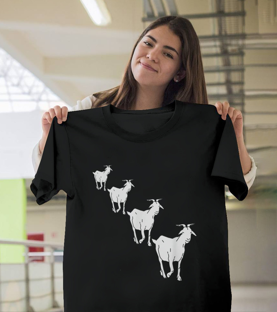 Four Funny Goats Running for Goat Parade Iconic Animal Humor T-Shirt