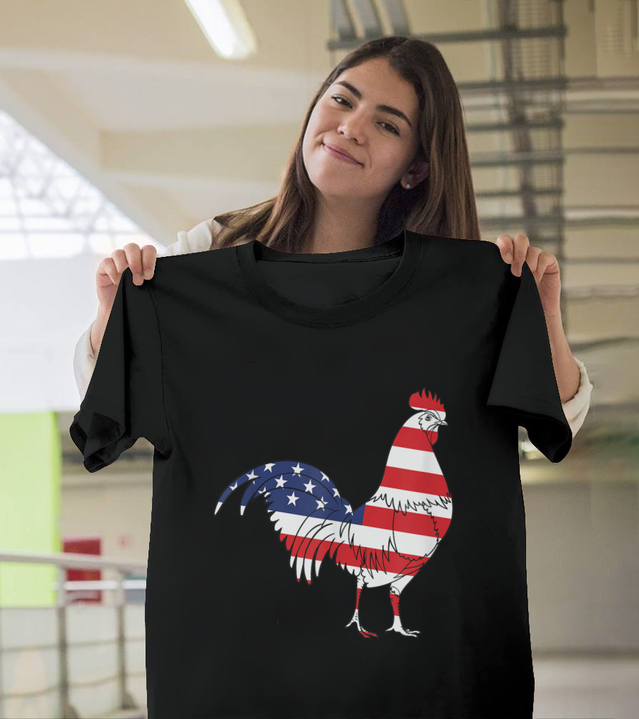 Fourth Of July American Flag Chicken Patriotic Farm Holidays T-Shirt