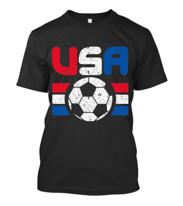 USA Distressed Red White And Blue Soccer T-Shirt