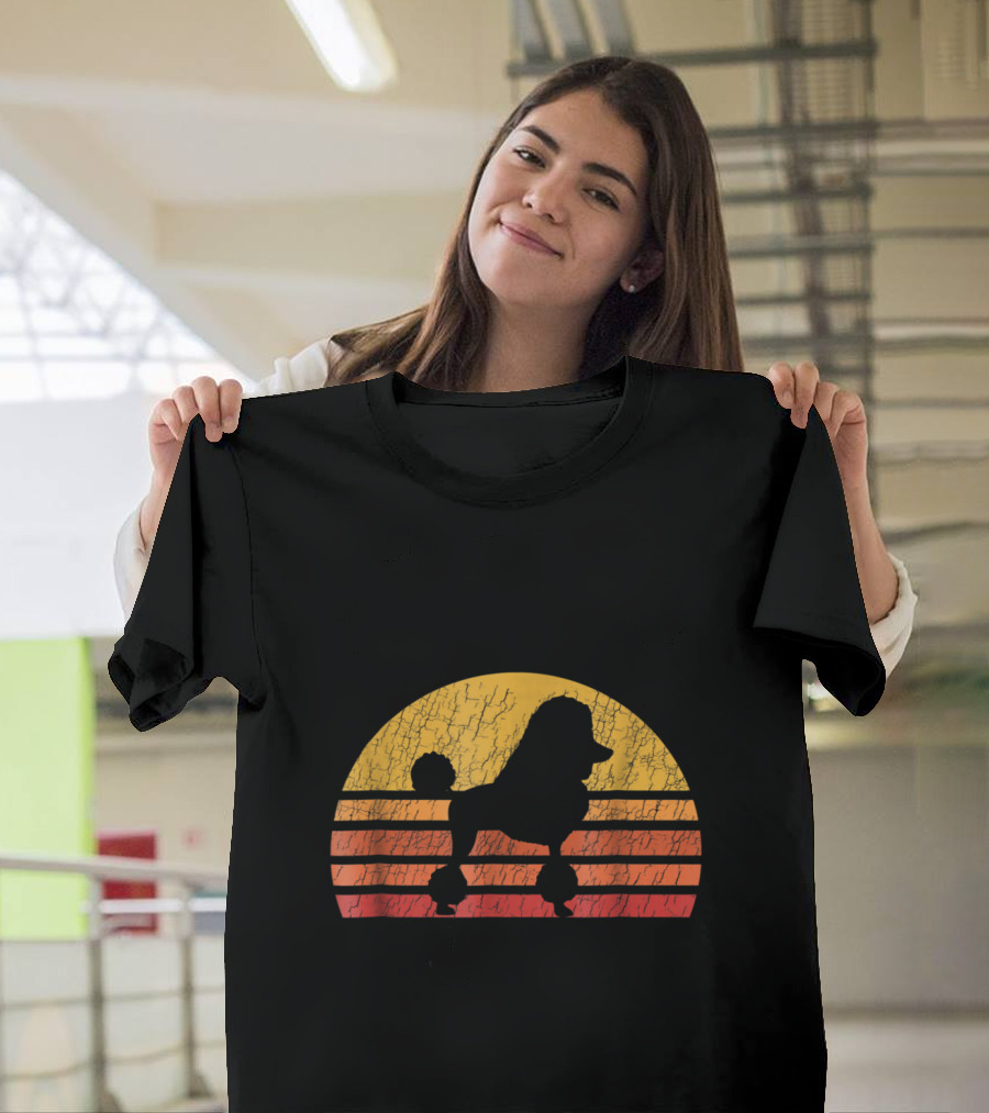 Retro Distressed Sun with Poodle T-Shirt
