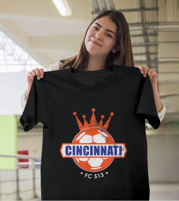 Cincinnati FC 513 Distressed Vintage Soccer Ball Crown T-Shirt