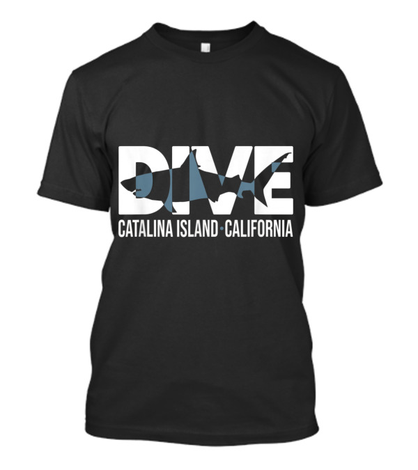 DIVE Catalina Island California Shark Silhouette SCUBA Diver T-Shirt