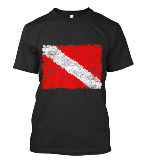 Vintage Distressed Red And White Dive Flag Scuba Diving T-Shirt