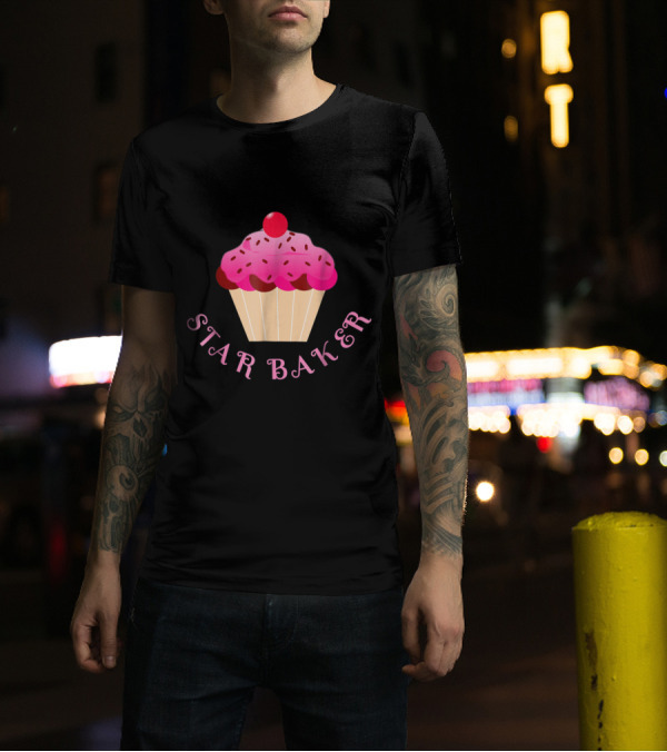 Star Baker Cupcake With Pink Frosting And Cherry On Top T-Shirt