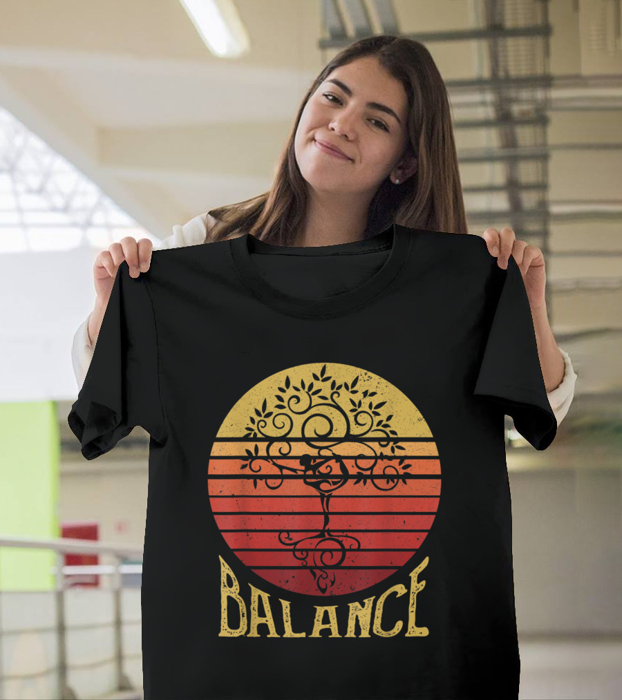 Balance Tree of Life Vintage Yoga Sunset T-Shirt