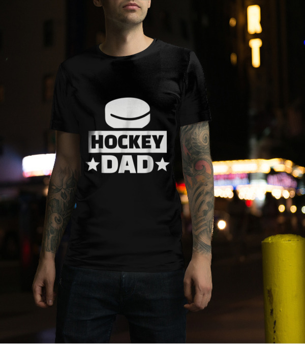 Hockey Dad Sports Puck With Stars T-Shirt
