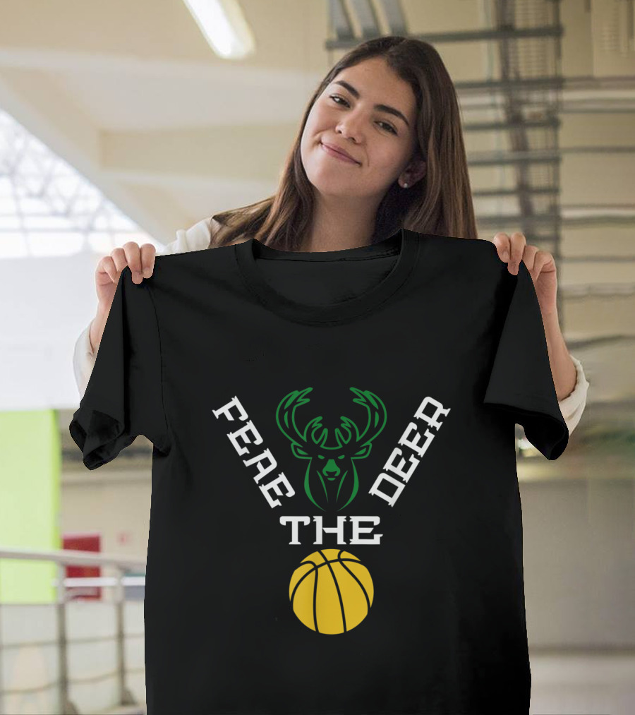 Milwaukee Bucks Fear the Deer Basketball Antlers T-Shirt