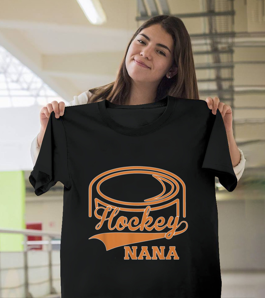 Hockey Nana Orange Puck T-Shirt