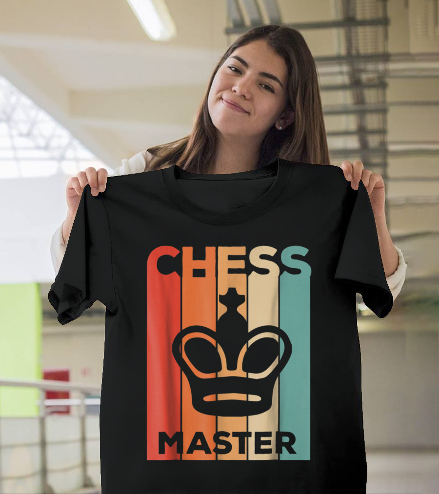 Chess Master Retro Style King Crown Icon Color Stripes T-Shirt