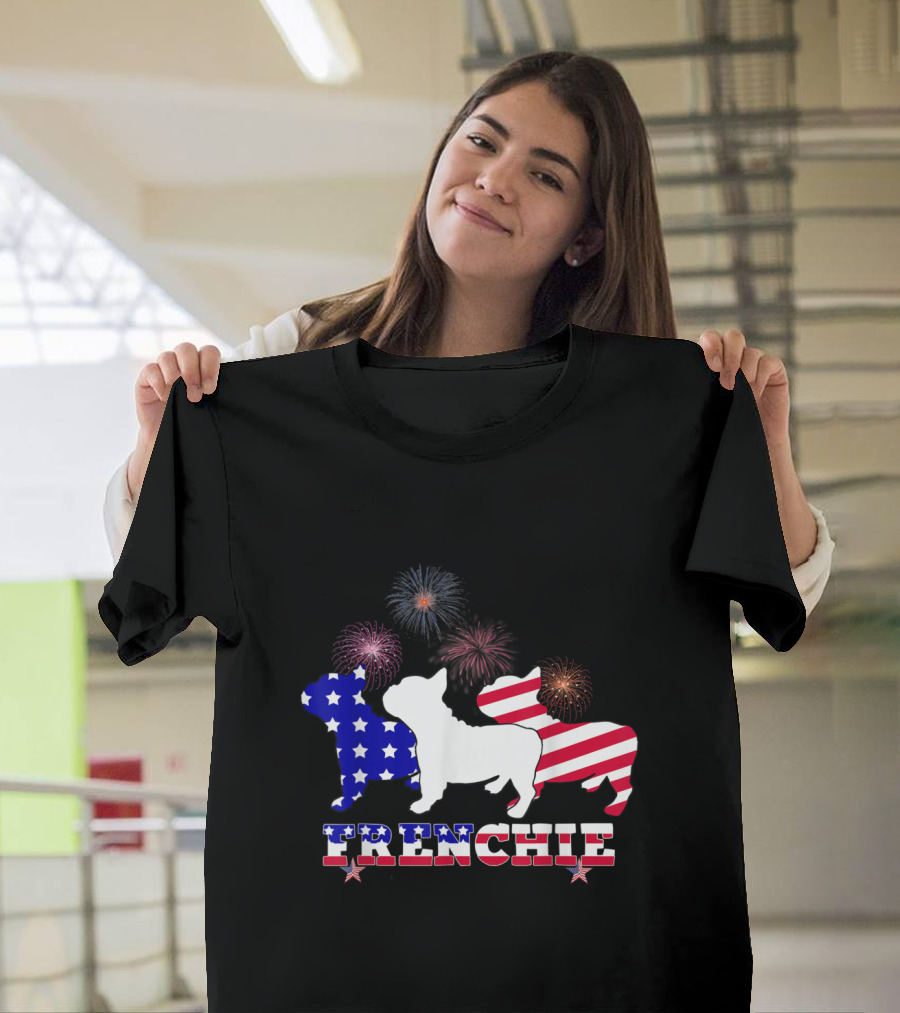 Frenchie Patriotic Fireworks French Bulldog 4th of July T-Shirt